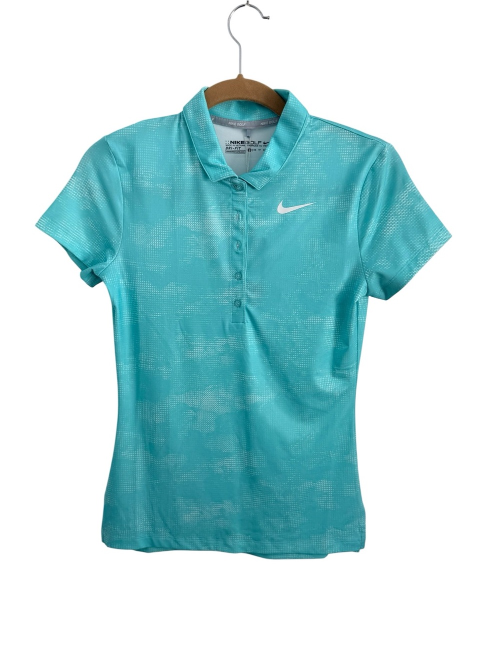 Nike Women's Aqua Button-Front Performance Polo Size XS NWT